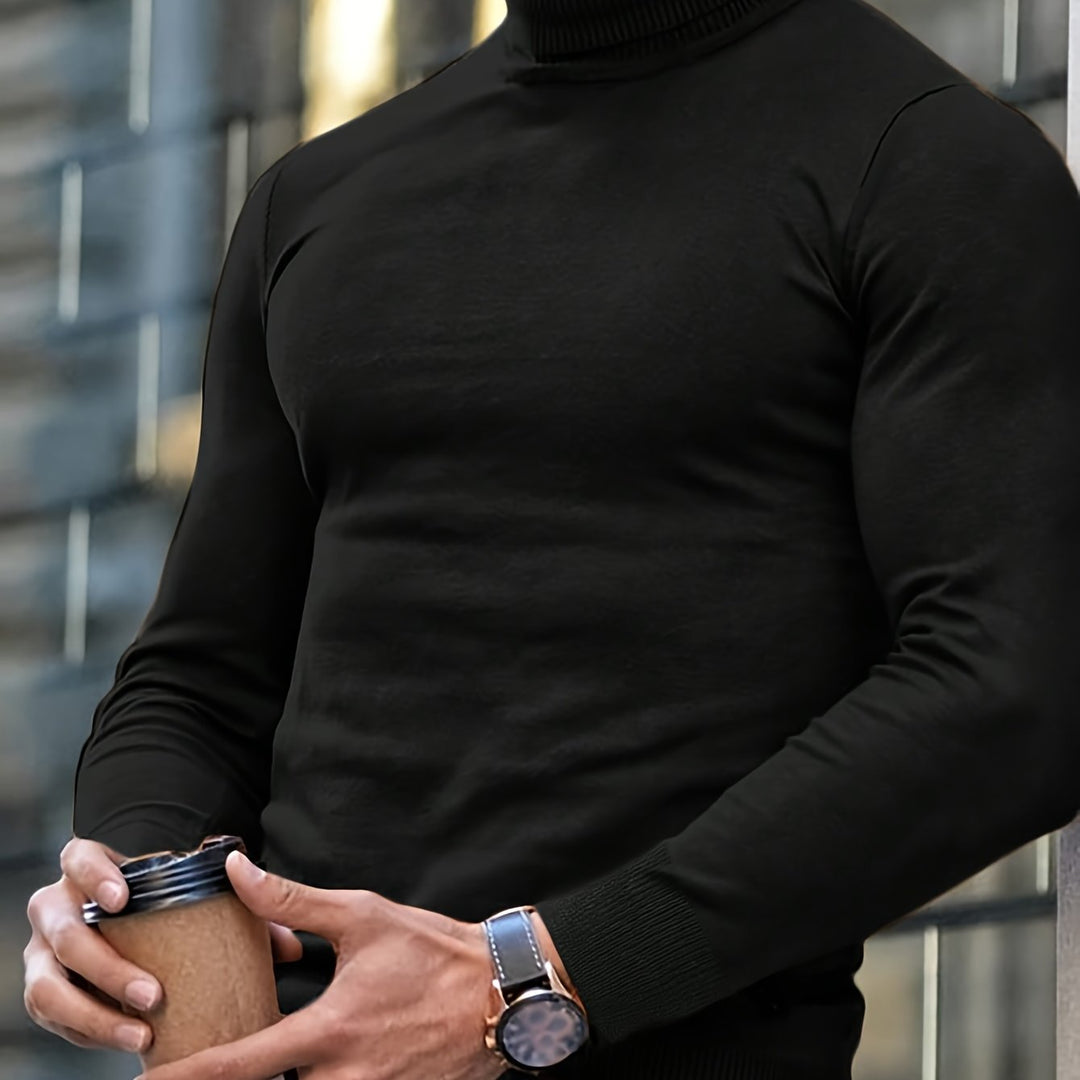 Eleganter Herren Rollkragenpullover, Slim Fit, ideal für stilvolle Wintermode & Business-Outfits.