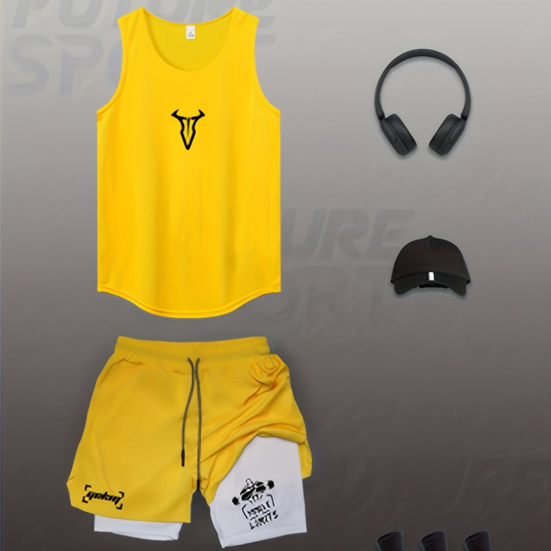 Herren Sommer-Workout-Set: Funktionelles Tanktop und Shorts für maximale Bewegungsfreiheit.