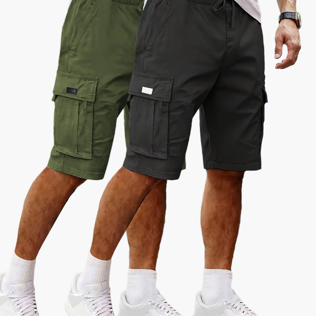 Praktische Herren Shorts im Doppelpack, ideal für Frühling, Sommer, Wandern und Freizeit. [[lstfy-media:13]]