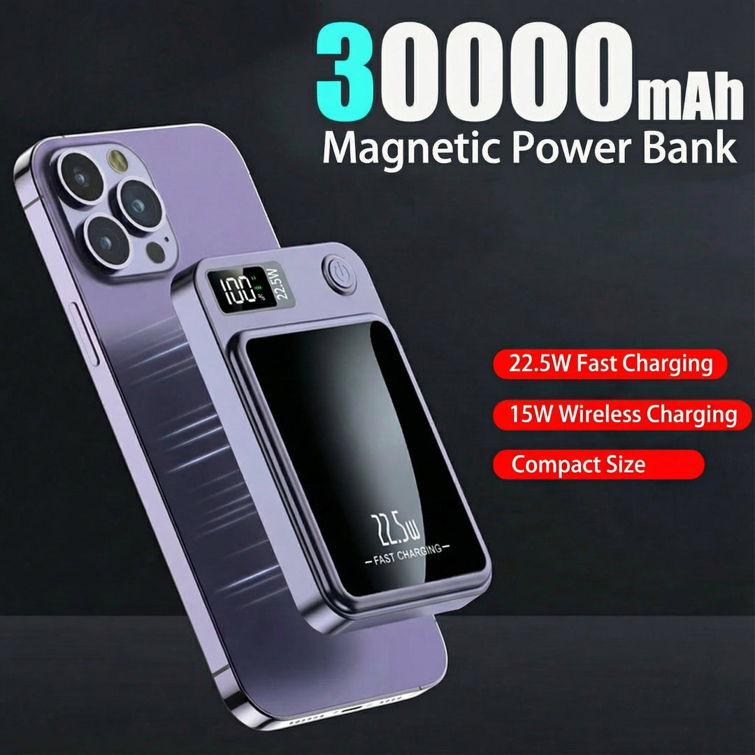 Mobile Powerbank mit 22.5W Schnellladung, magnetisch, kabellos, universelles Ladegerät.