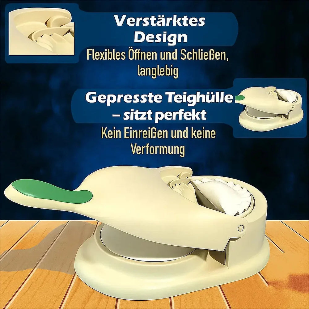 Praktischer Teigtaschenformer und Knödelpresse. Ideal als Küchenhelfer für selbstgemachte Teigtaschen.