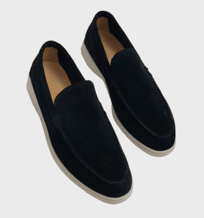 Blaue Herren Loafer Milo, stylische Business-Casual-Slipper. Komfortable Herrenschuhe für elegante Frühlings- und Sommerlooks.