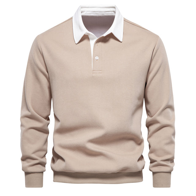 Klassischer Herren Polo Pullover Langarm. Modisches & warmes Oberteil für Männer in Herbst/Winter.