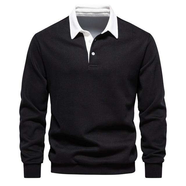 Zeitloser Herren Polo Pullover Langarm für Herbst- und Wintermode. Basic Oberteil für Männer.