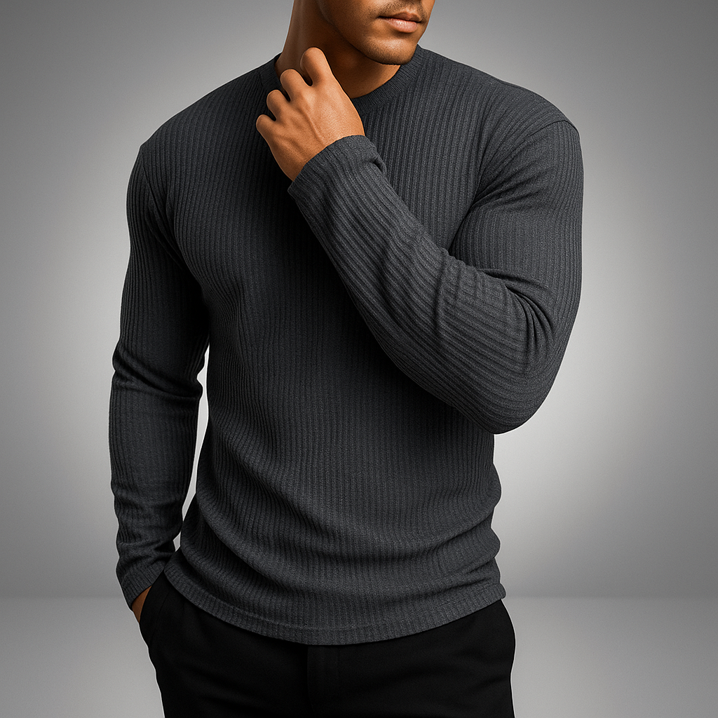Strukturierter Herren Langarm-Pullover in Slim Fit, modern und gepflegt für Herbst- und Wintermode. Vielseitig.