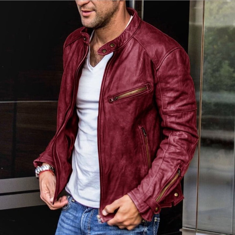 Moderne Leandro Herrenjacke aus Leder, robust und wetterfest, eine langlebige Freizeitjacke für den Mann.