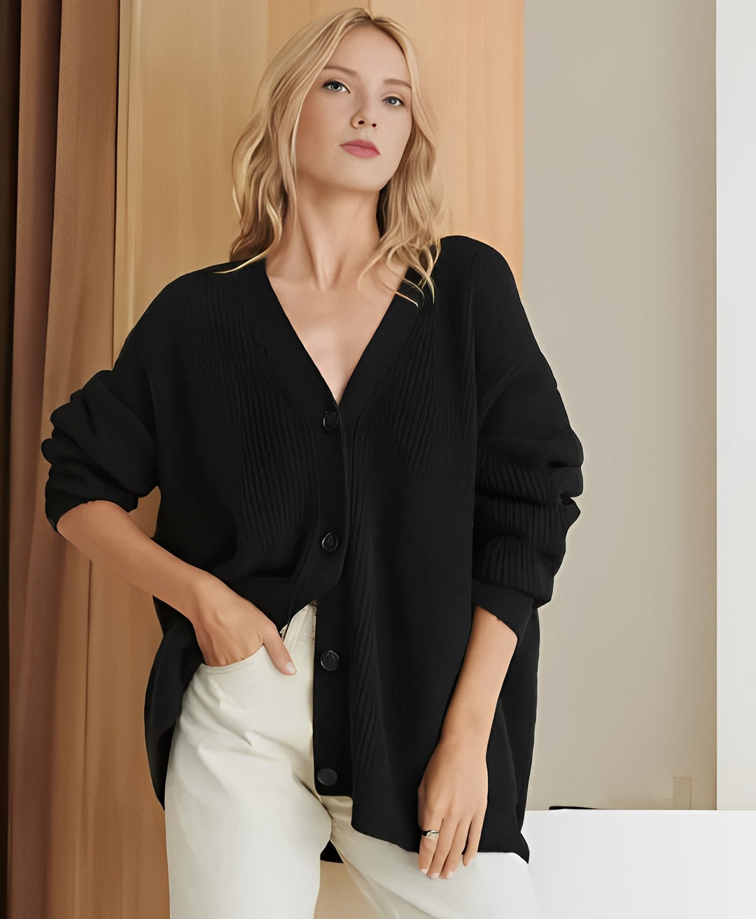 Vielseitiger Damen Oversize Strickcardigan, ideal als kuschelige Herbst- & Wintermode für jeden Look.