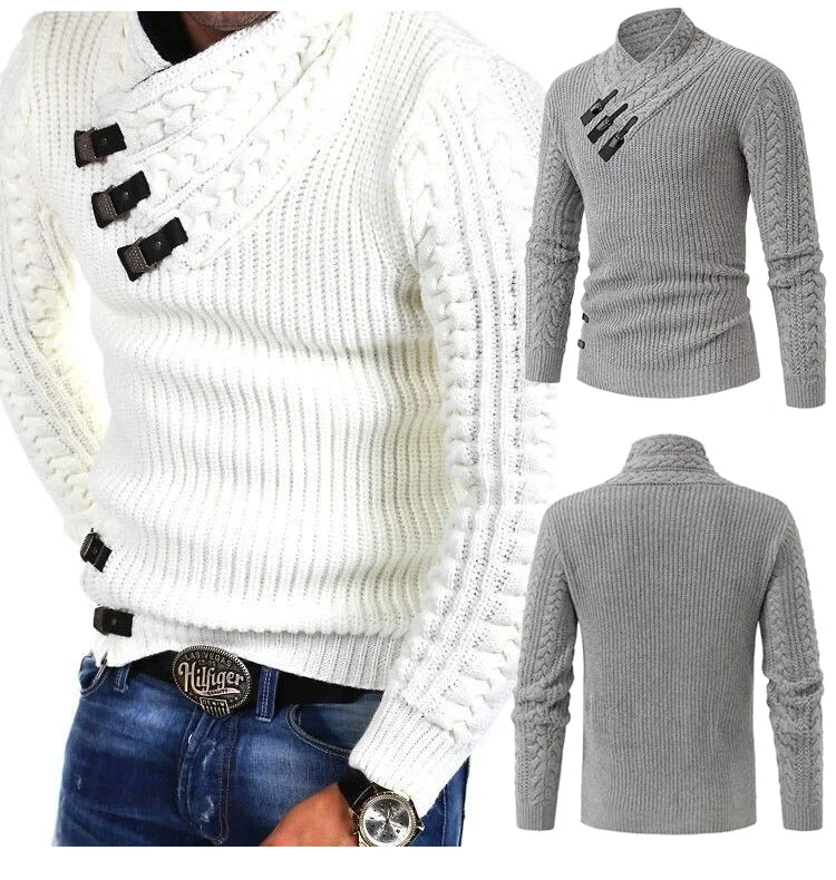 Eleganter Herren Langarm-Pullover in Schwarz. Stylischer Winterpullover für Männer, kombiniert Komfort & Eleganz.