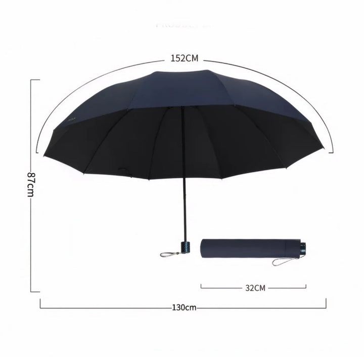 Robuster 3-Personen Regenschirm, winddicht, faltbar und wetterfest, perfekt für Outdoor-Abenteuer.