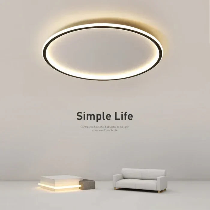Stilvolle skandinavische runde Deckenleuchte, modern, dimmbar, perfekte LED-Beleuchtung.