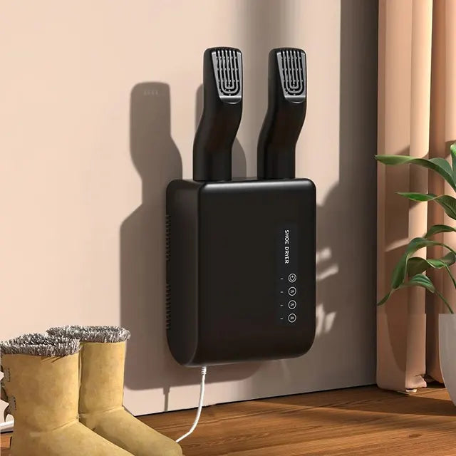 Kompakter elektrischer Schuhtrockner mit Geruchsentferner für frische Schuhe & verbesserte Fußhygiene. Ideal für Sport.