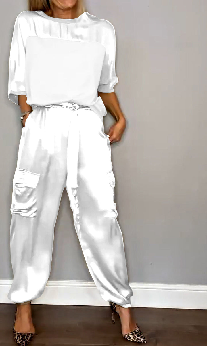 Elegantes Damen Sommer Zweiteiler Set, perfekt für stilvolle Auftritte im Alltag oder Urlaub.