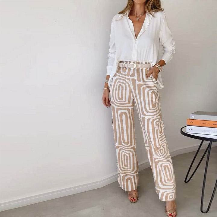 Damen elegantes Zweiteiler Set aus Viskose-Mix, langarm, bequem für Freizeit & modische Anlässe.