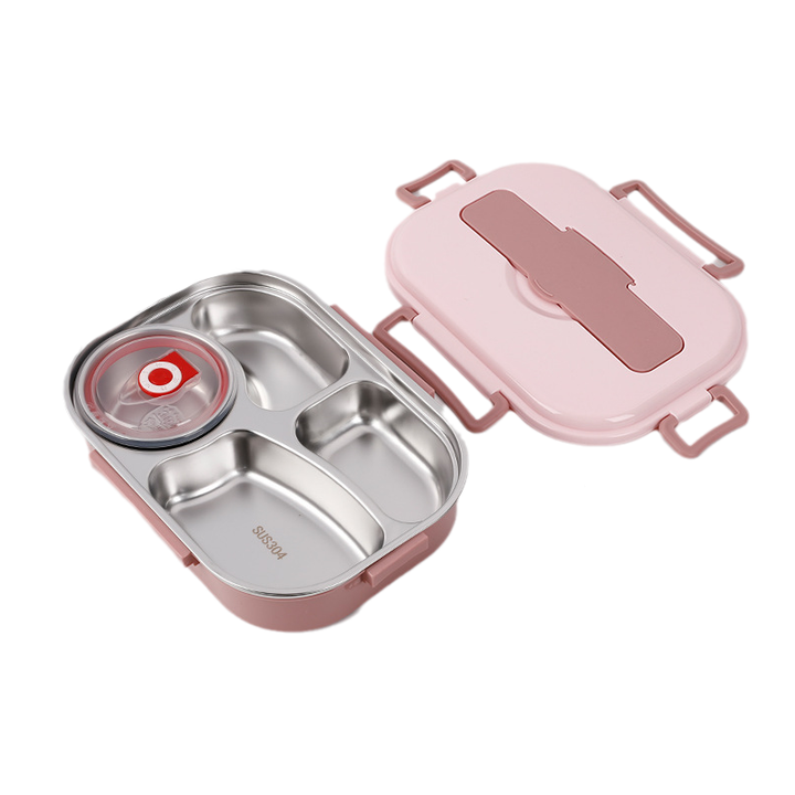 Auslaufsichere Edelstahl-Lunchbox, ideal für Büro, Schule und Picknick, hält Essen warm/kühl.