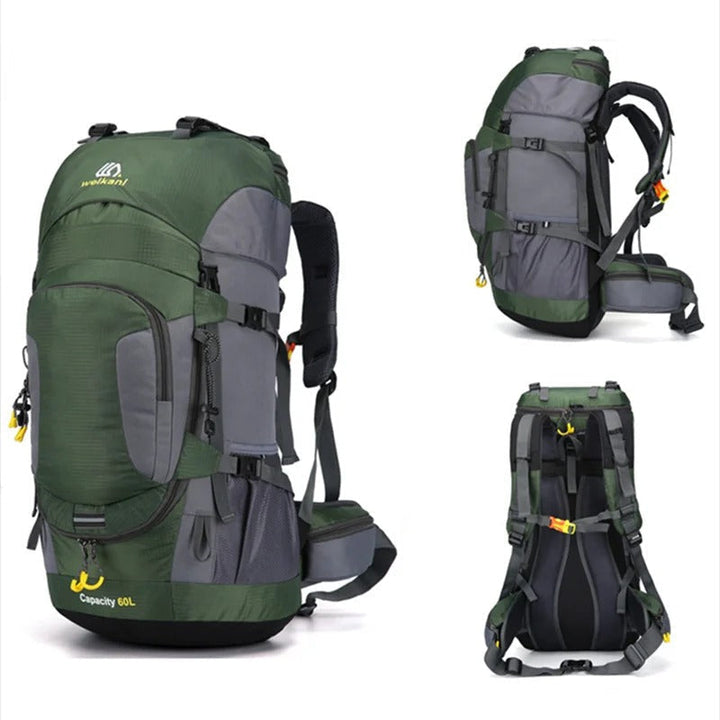 Leistungsstarker 60L Abenteuer-Rucksack, wasserdicht, schützt Ihre Ausrüstung bei jedem Outdoor-Erlebnis.