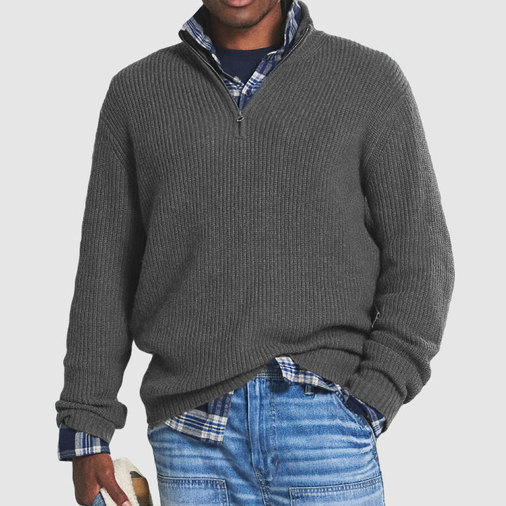 Herren Business Casual Kaschmir Pullover Victor. Stilvoller, bequemer Freizeitpullover mit Reißverschluss.