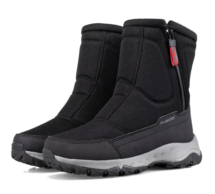Robuste Herren-Winterschuhe: warme, wasserdichte Schneestiefel für sicheren Halt und Kälteschutz im Schnee.