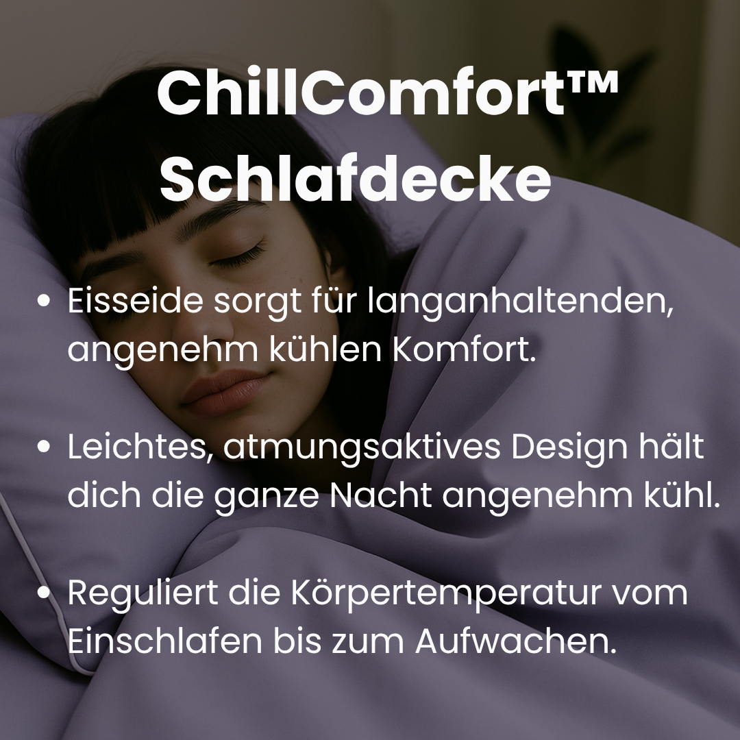 Leichte, atmungsaktive ChillComfort Schlafdecke, unisex, für kühlen Komfort & guten Schlaf.