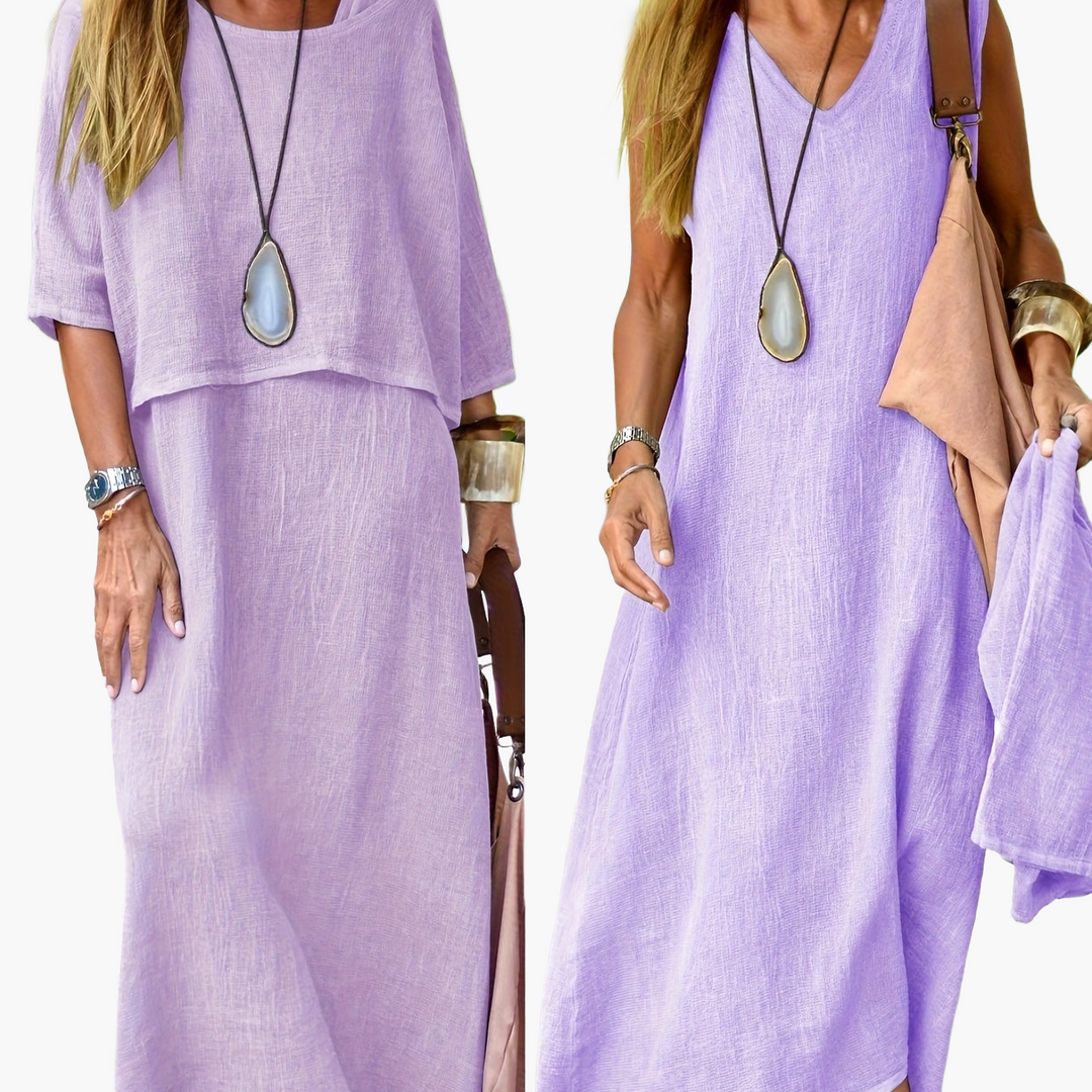 Boho Freizeitkleid Set für Damen, langes Maxikleid, bequem & stilvoll für Frühling & Sommer.