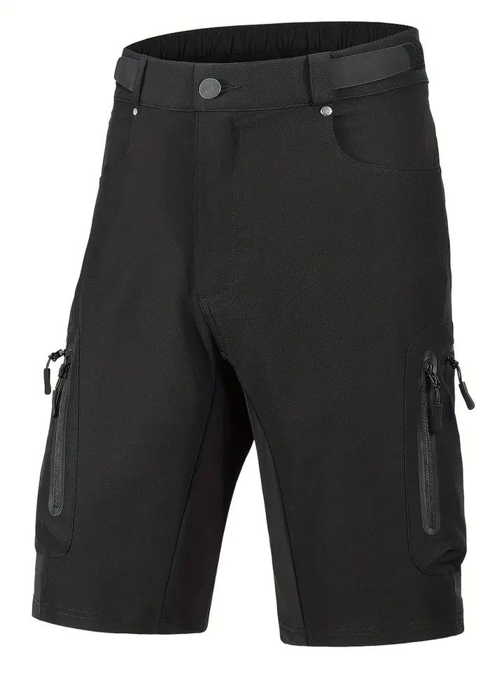 Robuste Bolendo Herren MTB Cargo-Shorts in Schwarz für Trailriding & Radsport. Funktional & bequem.