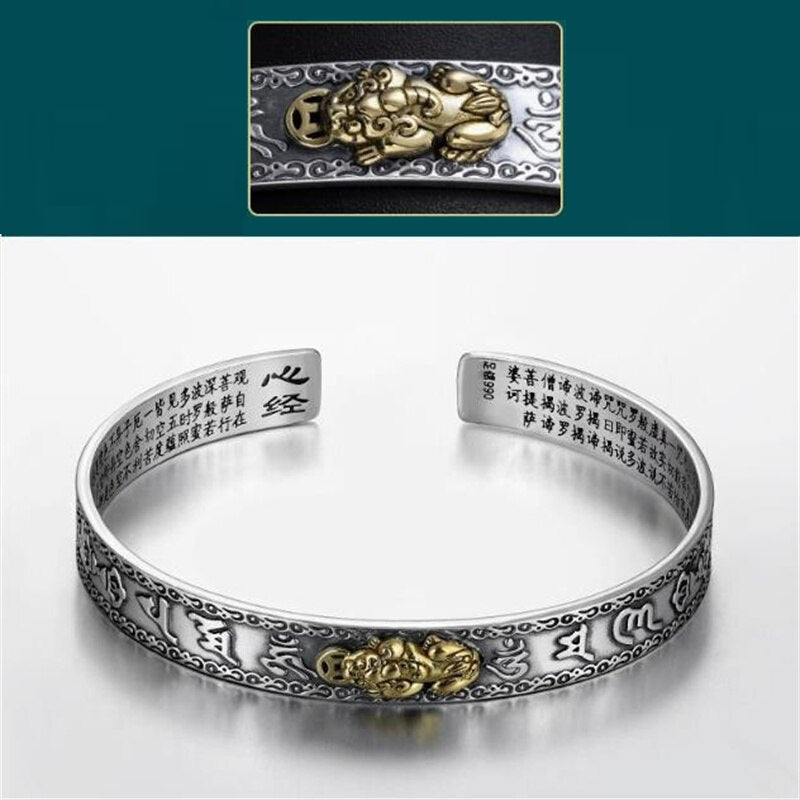 Elegantes Pixiu Schutz-Armband aus Silber, unisex. Ein spiritueller Talisman für Glück und Reichtum.