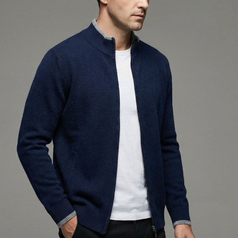 Leichter Herren Slim Fit Langarm Zip-Pullover, optimal für Tragekomfort im Alltag & als stilvolles Oberteil.