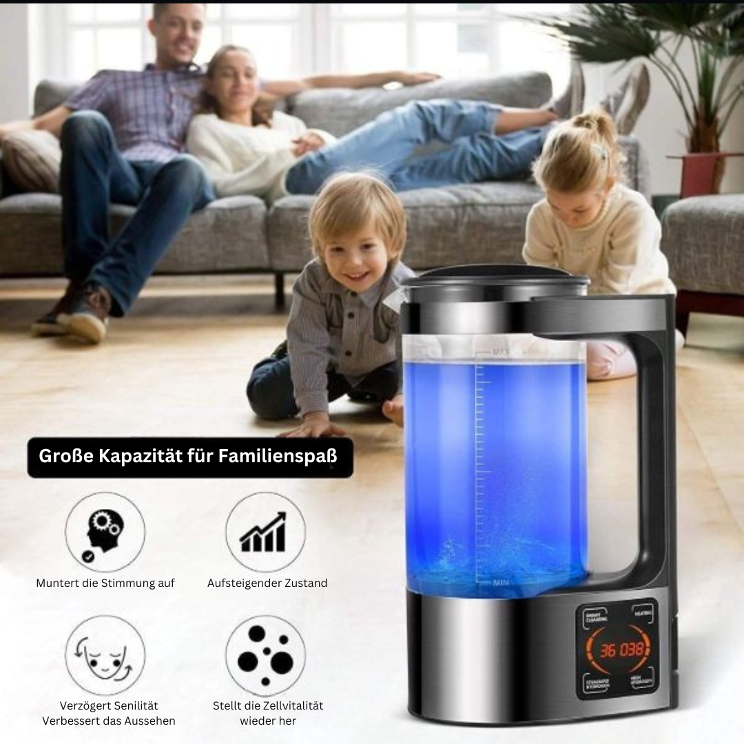Moderner Wasserionisierer PureFlow für die Küche, erzeugt frisches Wasserstoff- und Alkaliwasser zur Hydrierung.