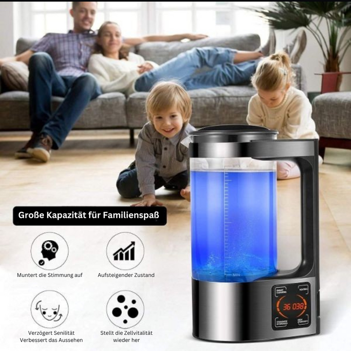 Moderner Wasserionisierer PureFlow für die Küche, erzeugt frisches Wasserstoff- und Alkaliwasser zur Hydrierung.