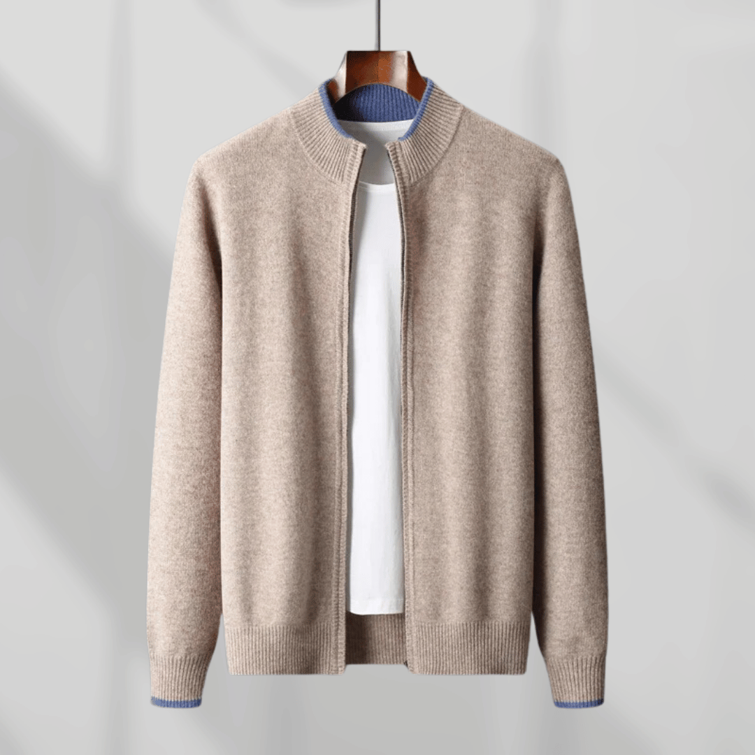 Herren Kaschmir Zip-Jacke Laurent. Elegante & komfortable Oberbekleidung für Freizeit & Alltagsmode.
