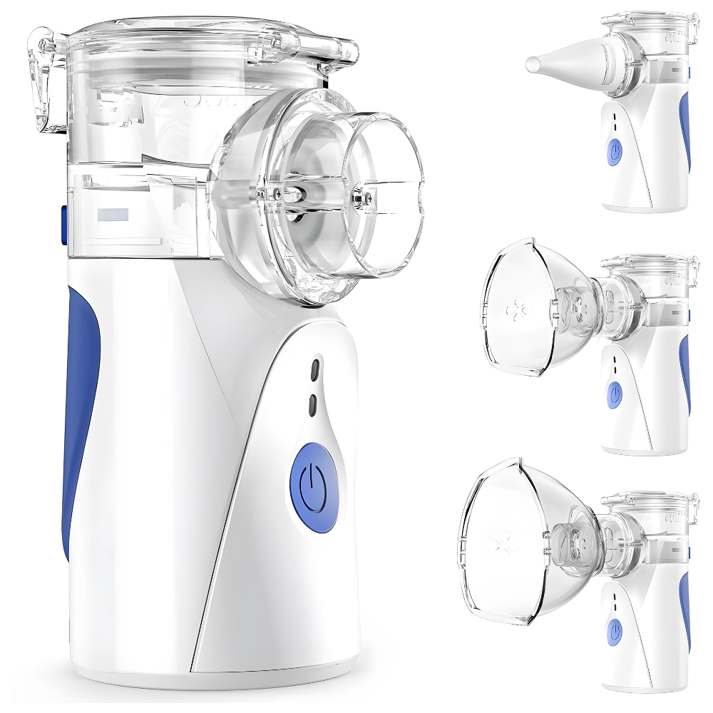 Tragbarer Ultraschall Inhalator AirEase zur effektiven Verneblung bei Bronchitis, Husten und Atemwegsbeschwerden.