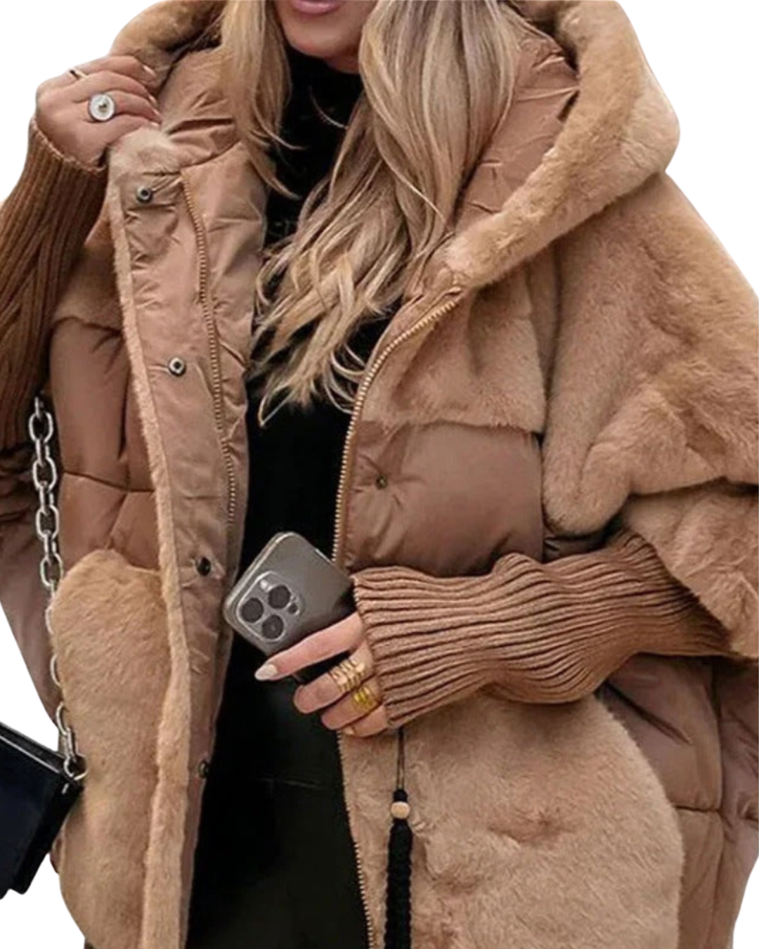 Trendige Damen Winterjacke mit Kapuze, ideal für Outdoor, Freizeit & Wintermode.