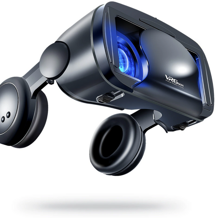 Person erlebt mit intelligenter VR-Brille & Headset immersives 3D-Gaming auf ihrem Android oder iPhone Smartphone.