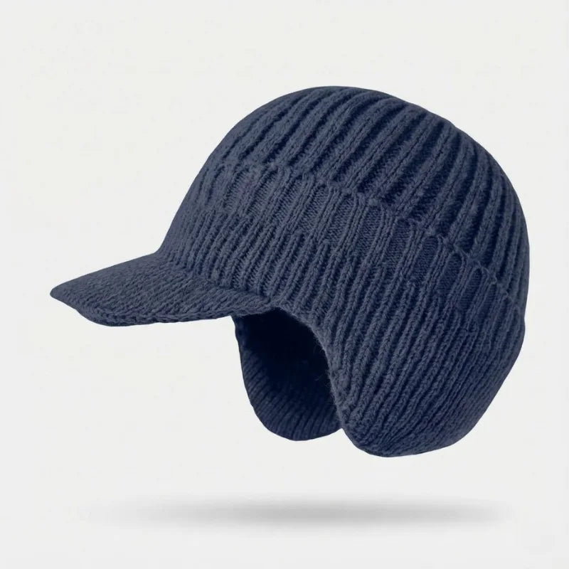 Gebrochenes Weiss Thermische Wintermütze mit Ohrenklappen, winddicht, ideal für Outdoor-Aktivitäten.