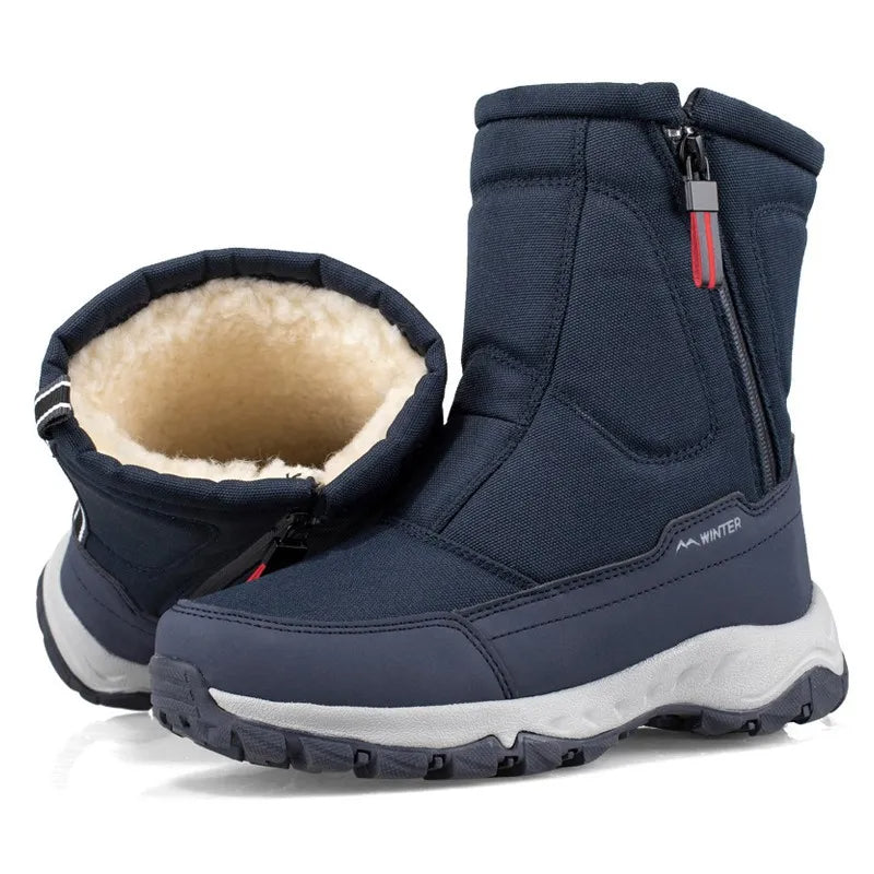 Wasserdichte Herren-Outdoorstiefel für Schnee. Warme Winterschuhe bieten Kälteschutz & Komfort beim Wandern.