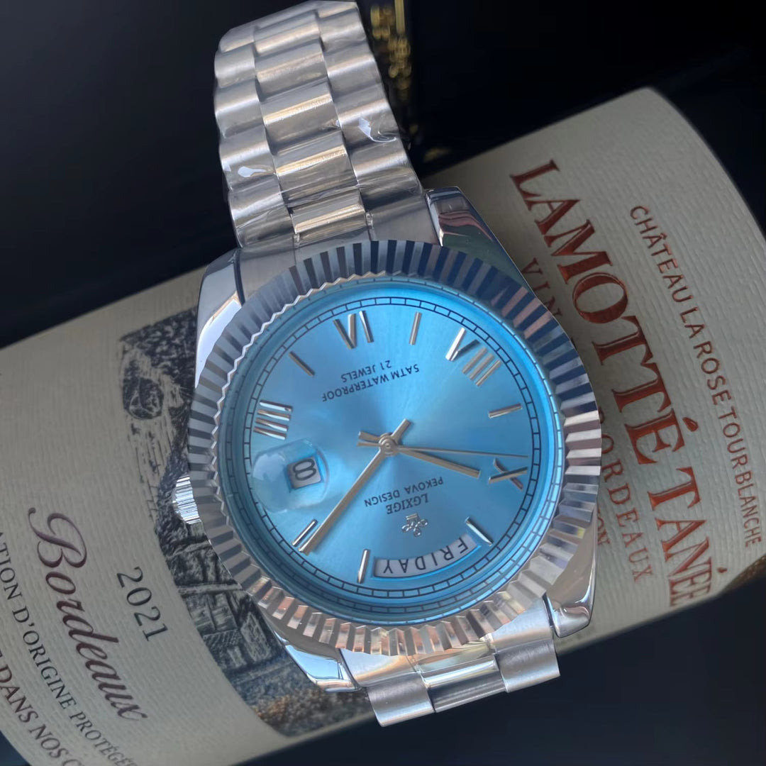 Elegante Herren Armbanduhr aus Edelstahl mit Datumsanzeige, klassisch und zeitlos für Business & Freizeit.