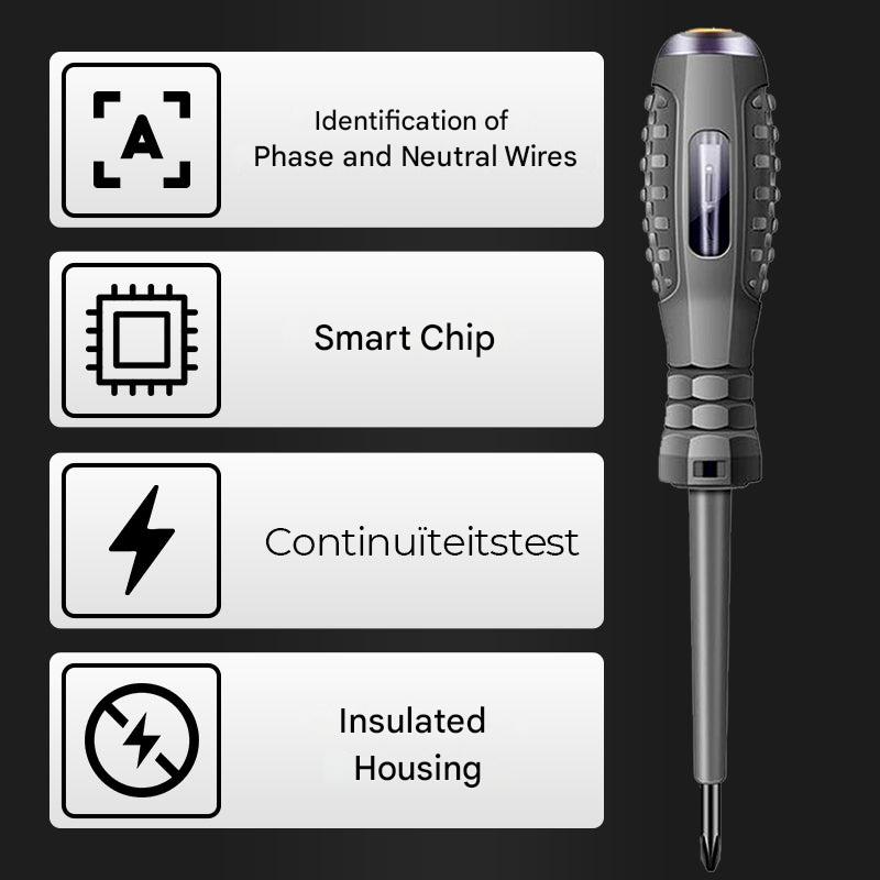 Kompaktes Multitool: 2-in-1 Schraubendreher mit Spannungstester, ideal für Elektrowerkzeug & Heimwerkerprojekte.