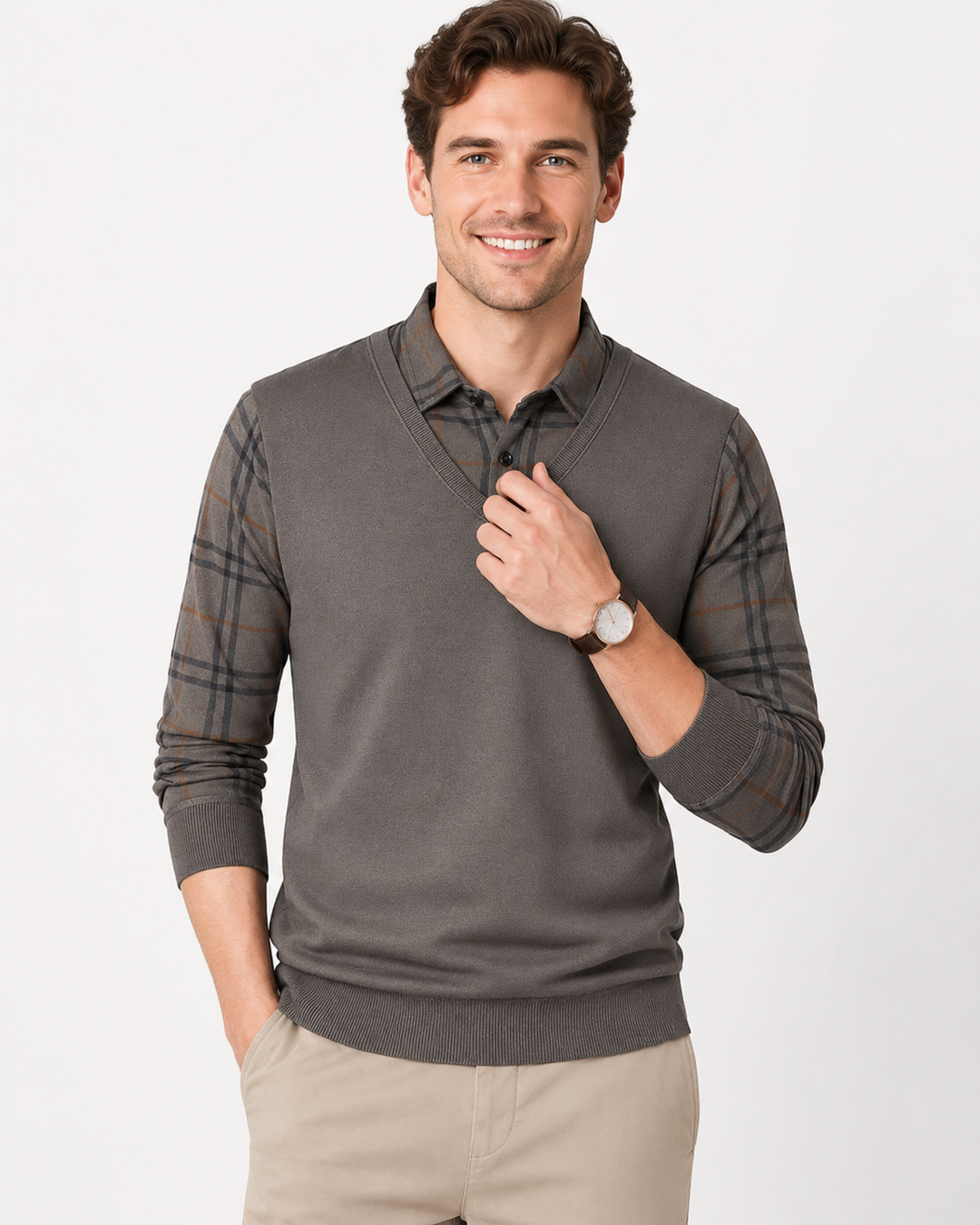 Herren Slim Fit Strickpullover V-Ausschnitt. Eleganter, stylischer Pullover für Business & Freizeit.