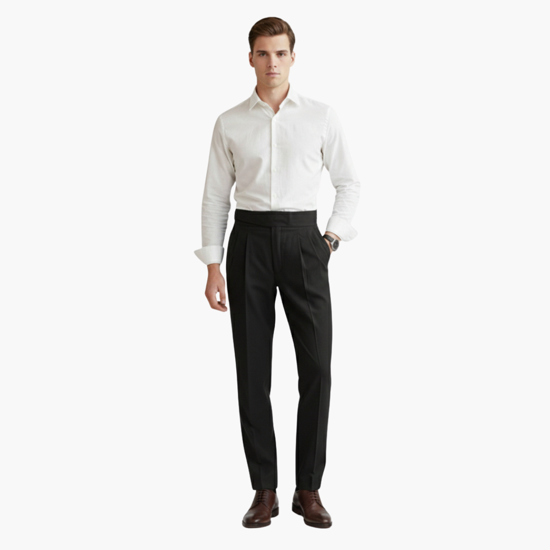 Casual Herrenhose, hochtailliert mit geradem Bein, ideal für moderne Alltagslooks.