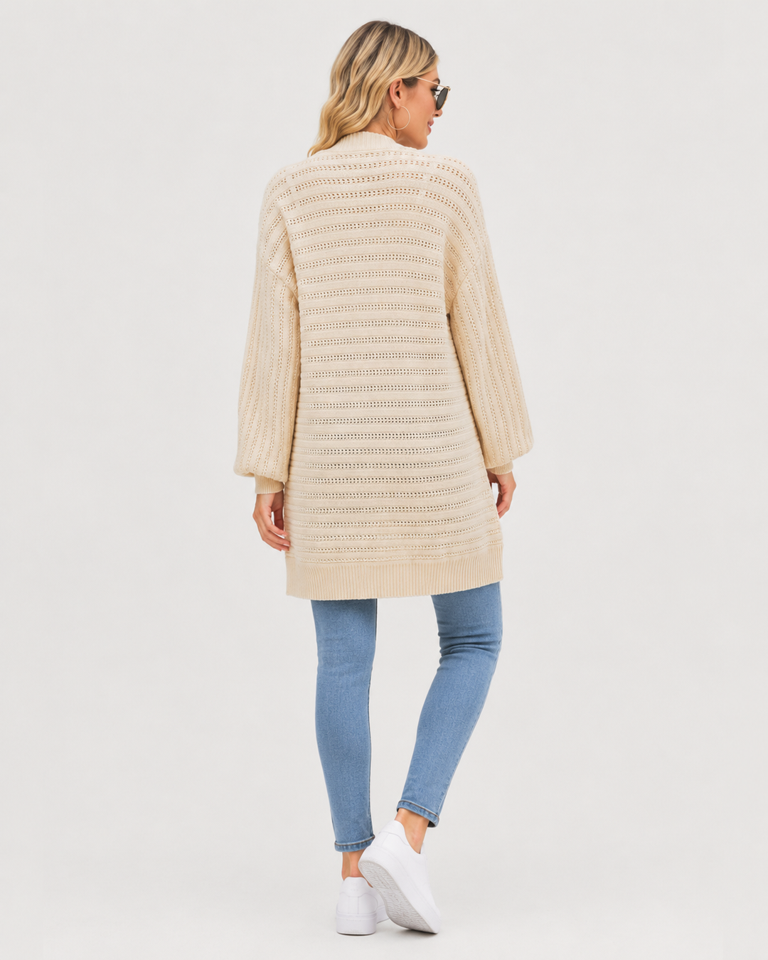 Eleganter Damen Strickcardigan, offene Übergangsjacke mit langen Ärmeln für Frühling & Herbst.