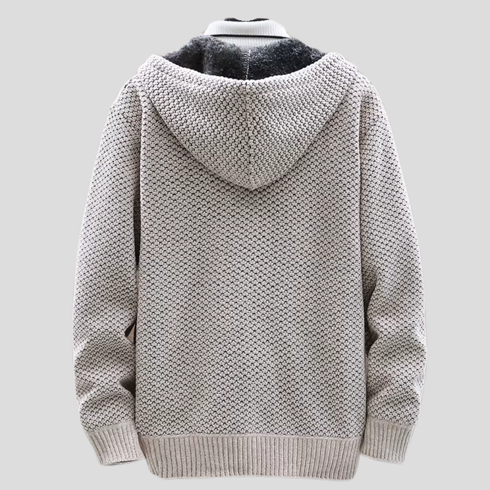 Lässige beige Herren-Kapuzenjacke aus luxuriösem Material, warmer Hoodie für Freizeit & Alltag, Herrenmode.