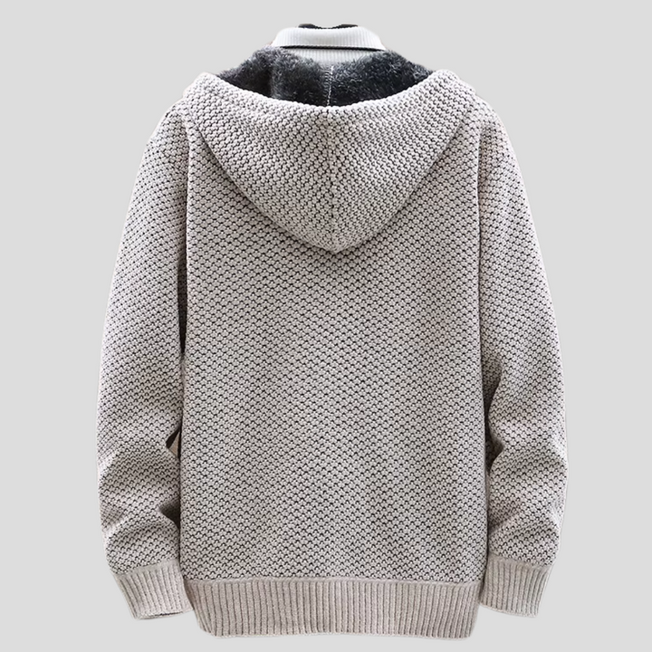 Lässige beige Herren-Kapuzenjacke aus luxuriösem Material, warmer Hoodie für Freizeit & Alltag, Herrenmode.