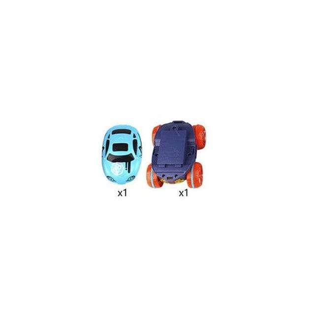 Nahaufnahme: Leuchtende Rennstrecke der magnetischen Autorennbahn, fördert Motorik bei Kindern.