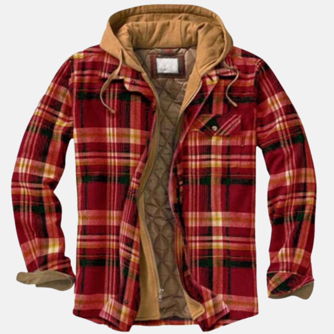 Hochwertige karierte Herren-Herbstjacke, warmes Material & stilvolles Design für Männermode.