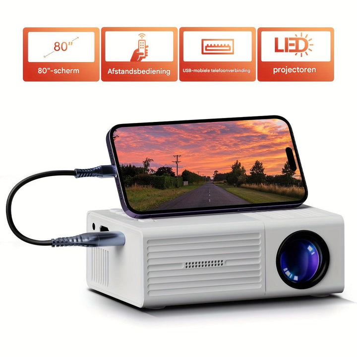 Kompakter Mini Beamer, ideal für Outdoor-Unterhaltung, Camping & flexible Büro-Präsentationen.