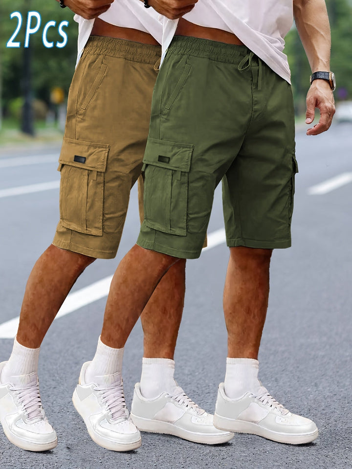 Herren 2er-Pack Cargo Shorts für Outdoor & Freizeit, robust und bequem, ideal für Sommer. [[lstfy-media:1]]