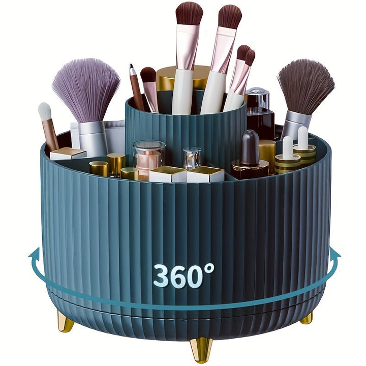 Praktischer drehbarer Kosmetik-Organizer für den Schminktisch; hält alle Beauty-Produkte geordnet & griffbereit.