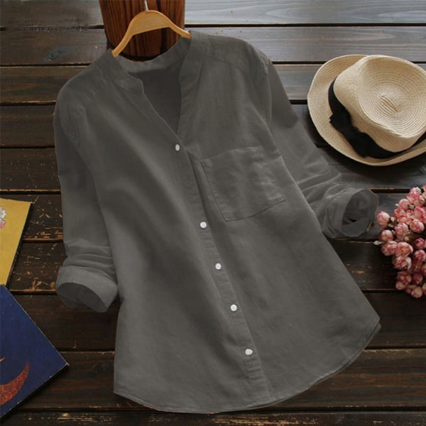 Klassisches Damen Langarmhemd Isla aus Leinen, atmungsaktiv & bequem, ideal für Alltag & stilvolle Outfits.