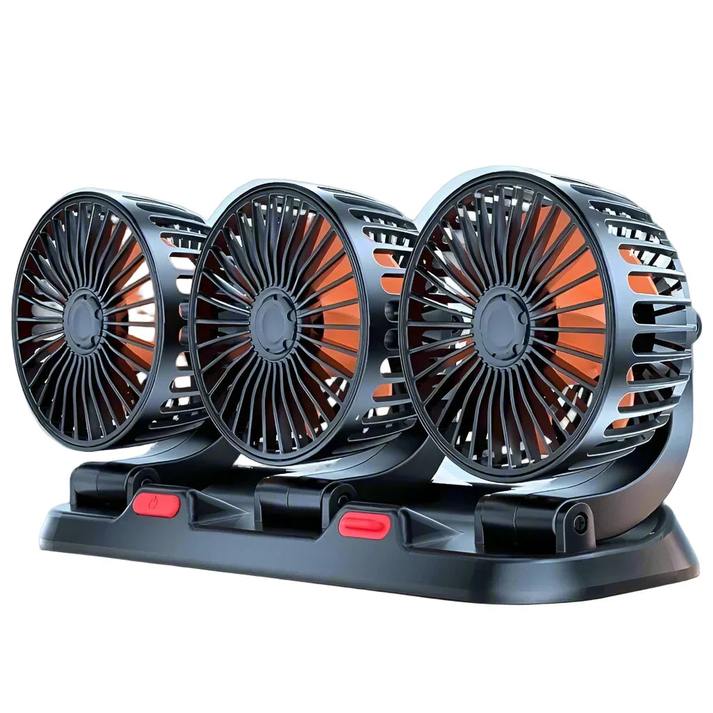 3-Kopf Autolüfter, 360° verstellbar, USB/12V/24V. Effektive Autokühlung & Reisekomfort für Ihr Fahrzeug.