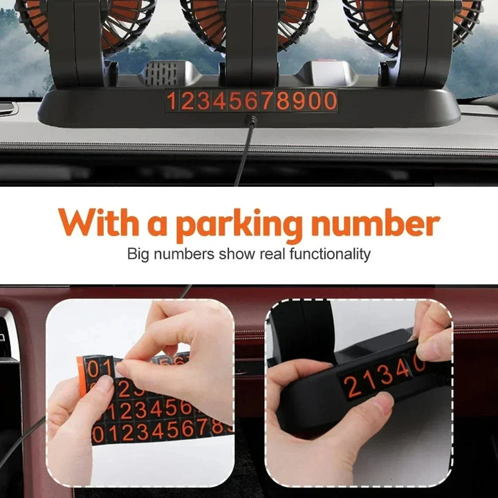 Der 360° verstellbare 3-Kopf Autolüfter (USB/12V/24V) ist ideal für Autokühlung auf langen Reisen & im Stau.