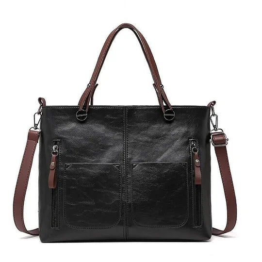 Modische graue PU-Leder Tasche für Damen, ideal als Umhängetasche mit geräumigem Innenleben.